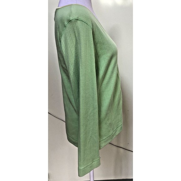 Vintage Weekend Traffic Sz L Green V-Neck Button-Front Long Sleeve Cardigan Top - Picture 7 of 9